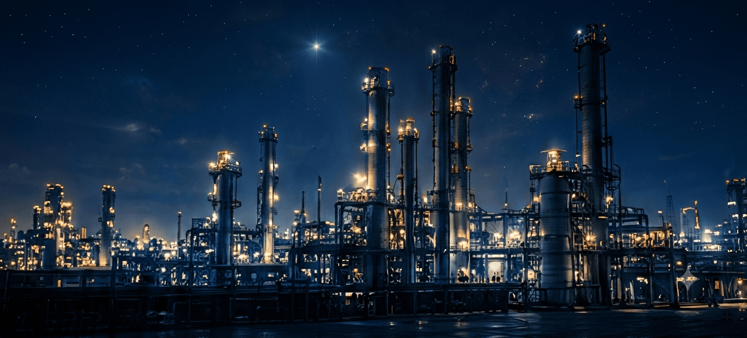 Industrial refinery at night